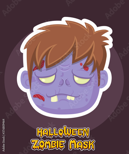 Halloween zombie mask vector design. Vector clip art illustration with simple gradient