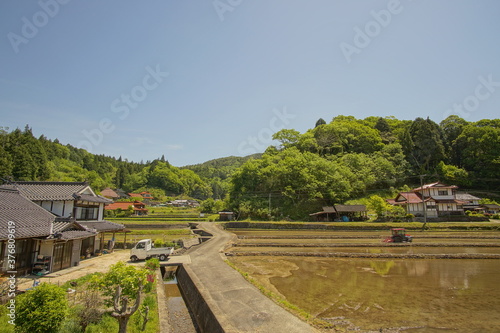 landscape of a small town in rural of Japan  Hongo. 