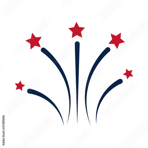fireworks celebration festive party stars flat icon design