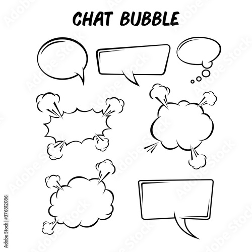 Vector illustration of a speech bubble. Suitable for graphic elements of conversational illustrations, illustrated stories and comic designs. Dialogue speech bubble icon set.