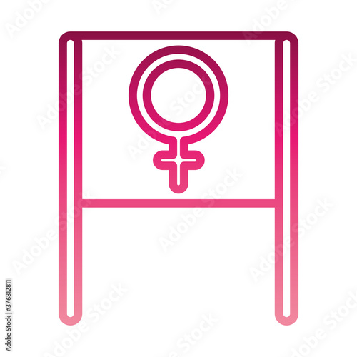 feminism movement icon, gender sign in placard, female rights gradient style