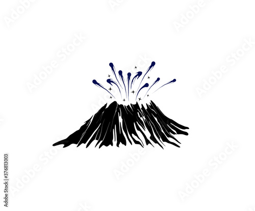 Fotografering volcano erupted icon symbol and illustration isolated on white.