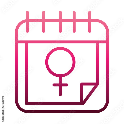 feminism movement icon, calendar gender sign female rights gradient style