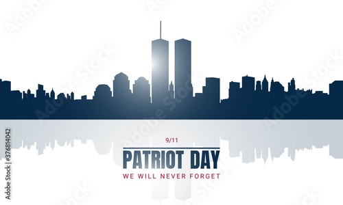 Patriot Day Background with New York City Silhouette.