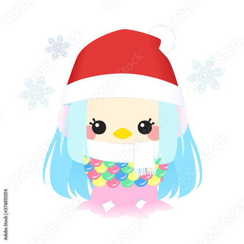 アマビエ　クリスマス　雪　冬　アウトラインなし　立ち絵　通常