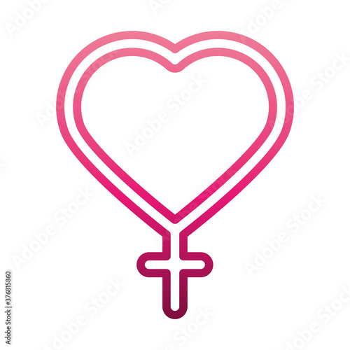 feminism movement icon, heart shaped gender sign, female rights gradient style