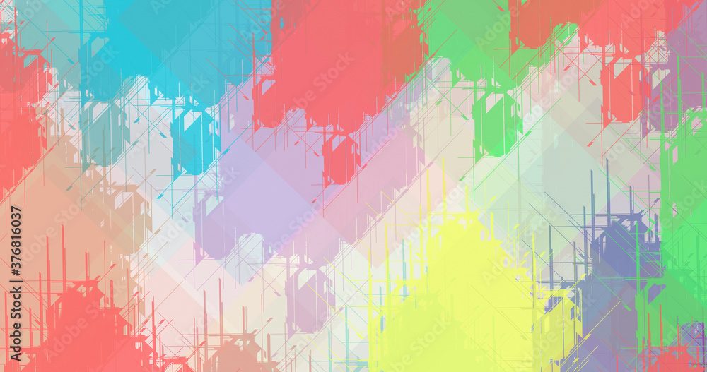 abstract lines mixing of colorful shades on white backdrop.