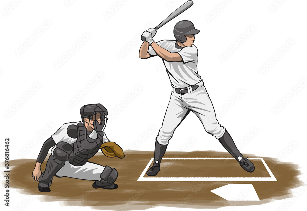 バッティングのイメージイラスト 野球選手 Stock Vector Adobe Stock