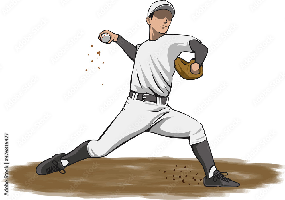 ピッチャー 野球選手 のイメージイラスト 横 Stock Vector Adobe Stock