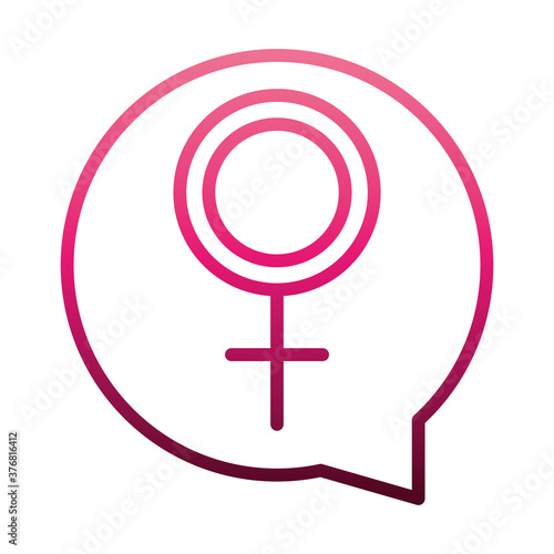 feminism movement icon, gender sign talk bubble, female rights gradient style