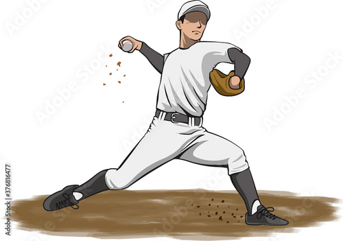 ピッチャー（野球選手）のイメージイラスト（横）
