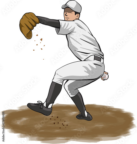  ピッチャー（野球選手）のイメージイラスト（正面）