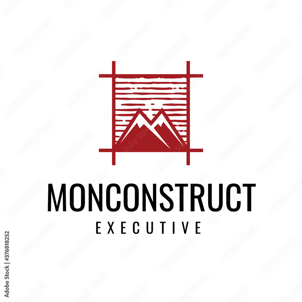 Mountain with line art style logo illustration vector design Mountain with line art style logo illustration vector design
