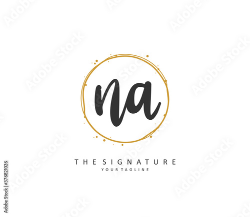 N A NA Initial letter handwriting and signature logo. A concept handwriting initial logo with template element.