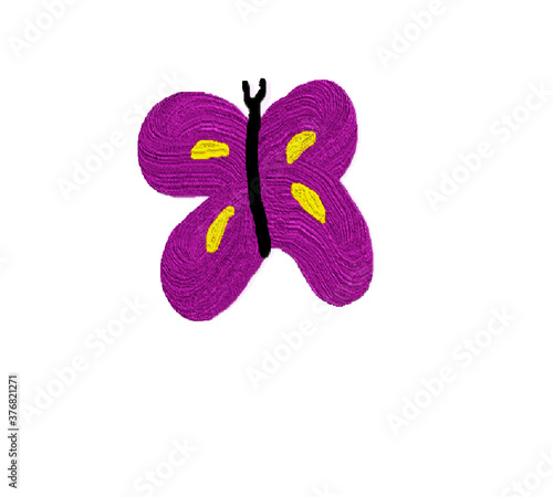 Purple Butterfly with Yellow on Wings