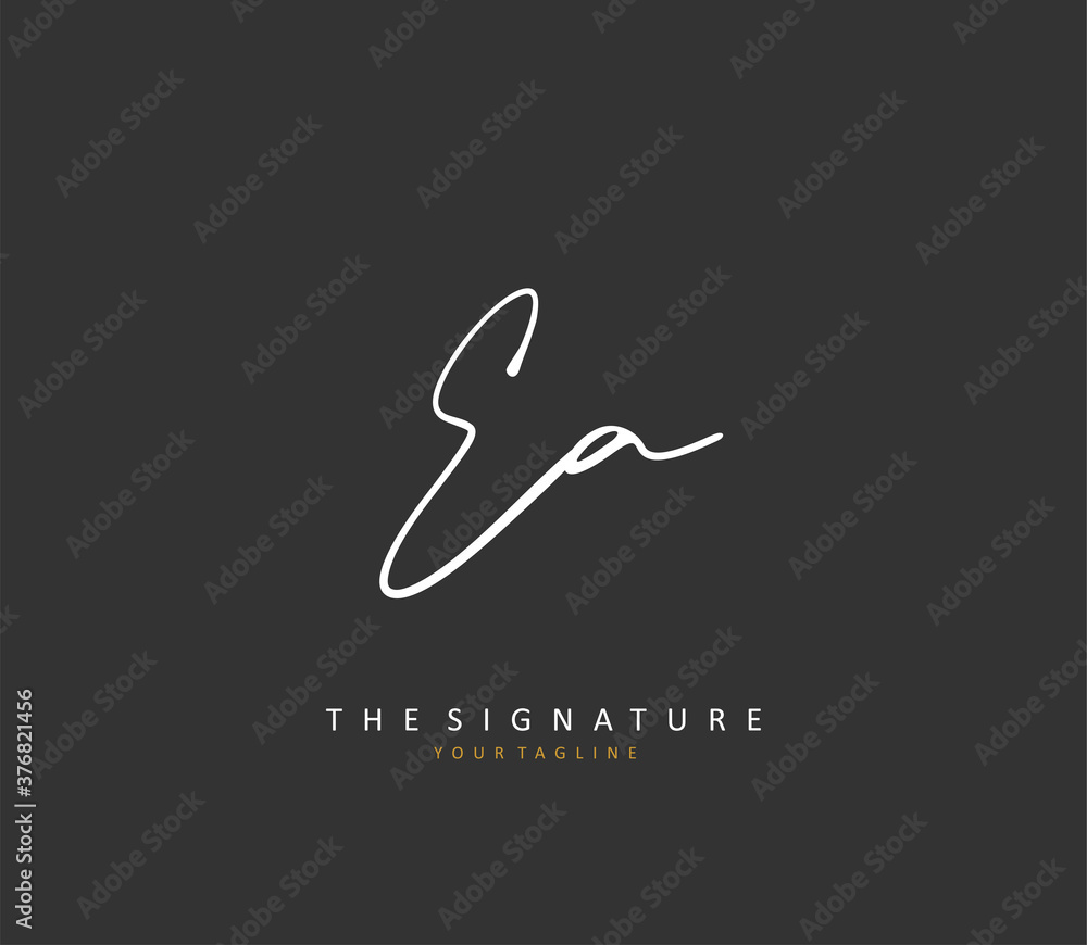 E A EA Initial letter handwriting and signature logo. A concept handwriting initial logo with template element.