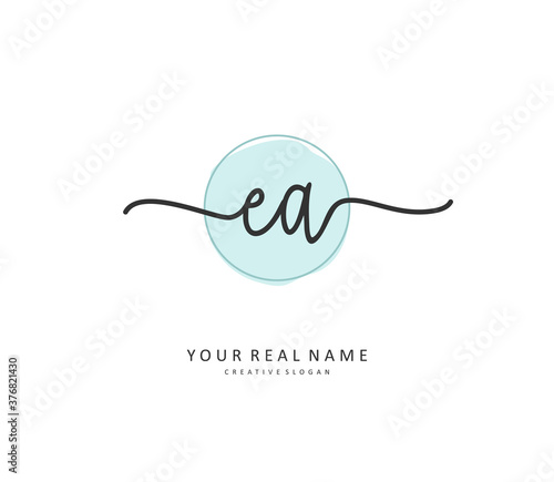 E A EA Initial letter handwriting and signature logo. A concept handwriting initial logo with template element.