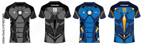 Sports 3D t-shirt jersey design template, mock up uniform kit with front and back view