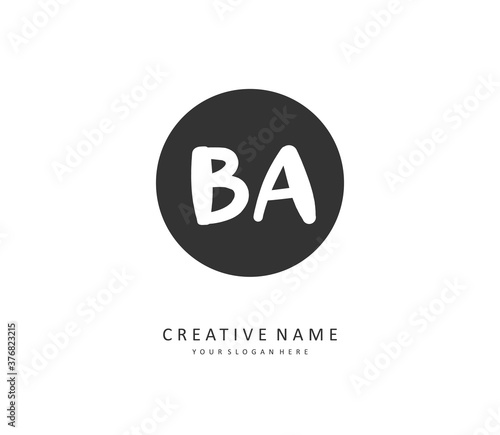 B A BA Initial letter handwriting and signature logo. A concept handwriting initial logo with template element.