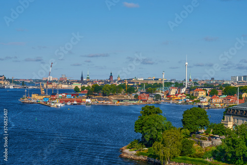 Blick auf Gröna Lund und Stockholm. Schweden