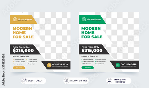 Real Estate Social Media Post Layout template design.	