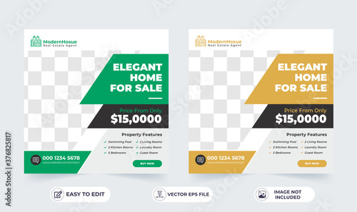 Real Estate Social Media Post Layout template design.	