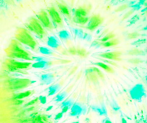 Spiral tie dye pattern wallpaper background in green blue and yellow.