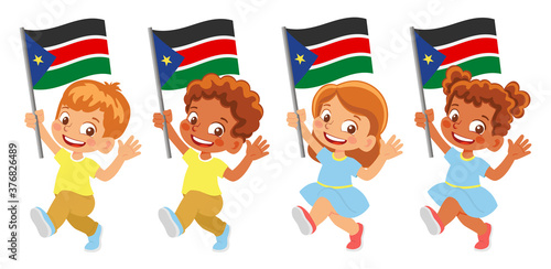 South Sudan flag in hand set