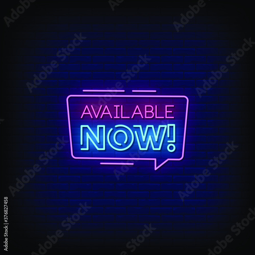 Available Now Neon Signs Style Text Vector