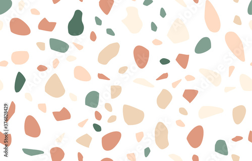 Terrazzo seamless pattern. Pastel colors. Marble. Abstract background.