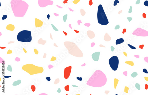 Terrazzo seamless pattern. Pastel colors. Marble. Abstract background.