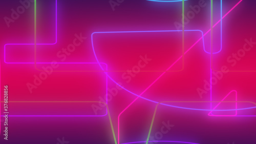 Abstract dark pink purple neon light gradient background.3d render illustration.