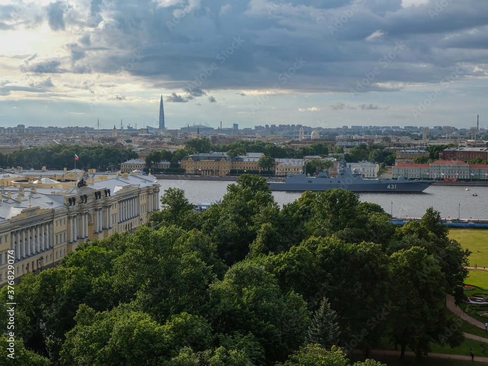 27 of July 2020 -Saint Petersburg, Russia: Saint Petersburg aerial view in summer day