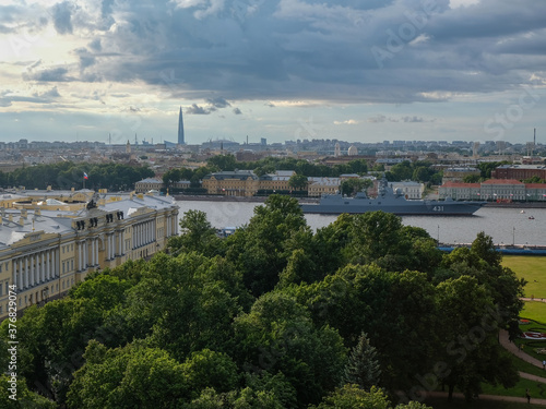 27 of July 2020 -Saint Petersburg, Russia: Saint Petersburg aerial view in summer day