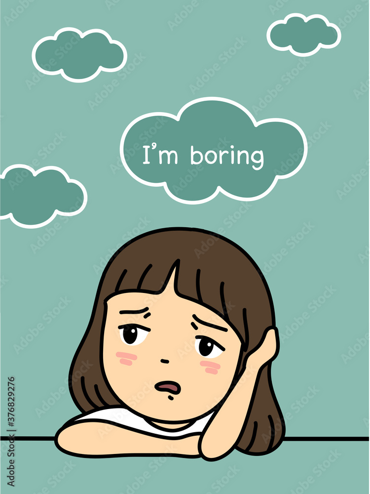 cute girl boring ' character vector illustration cute girl boring ' character vector illustration