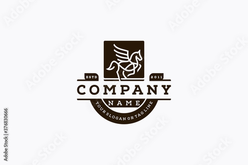 Pegasus logo design template vector