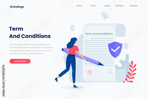 Vector illustration of terms and conditions concept. Illustration for websites, landing pages, mobile applications, posters and banners.
