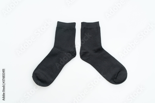 black sock on white background