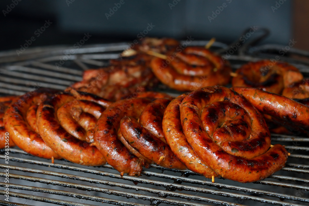 Sai Aua northern Thai spicy sausage on stove. Sai Aua northern Thai spicy sausage on stove.
