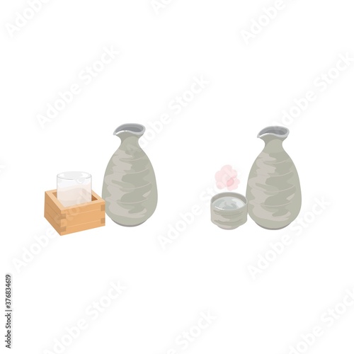 日本酒　熱燗　冷酒　升酒　イラスト
