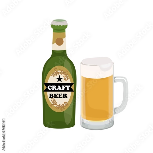 クラフトビールとビールジョッキのイラスト
