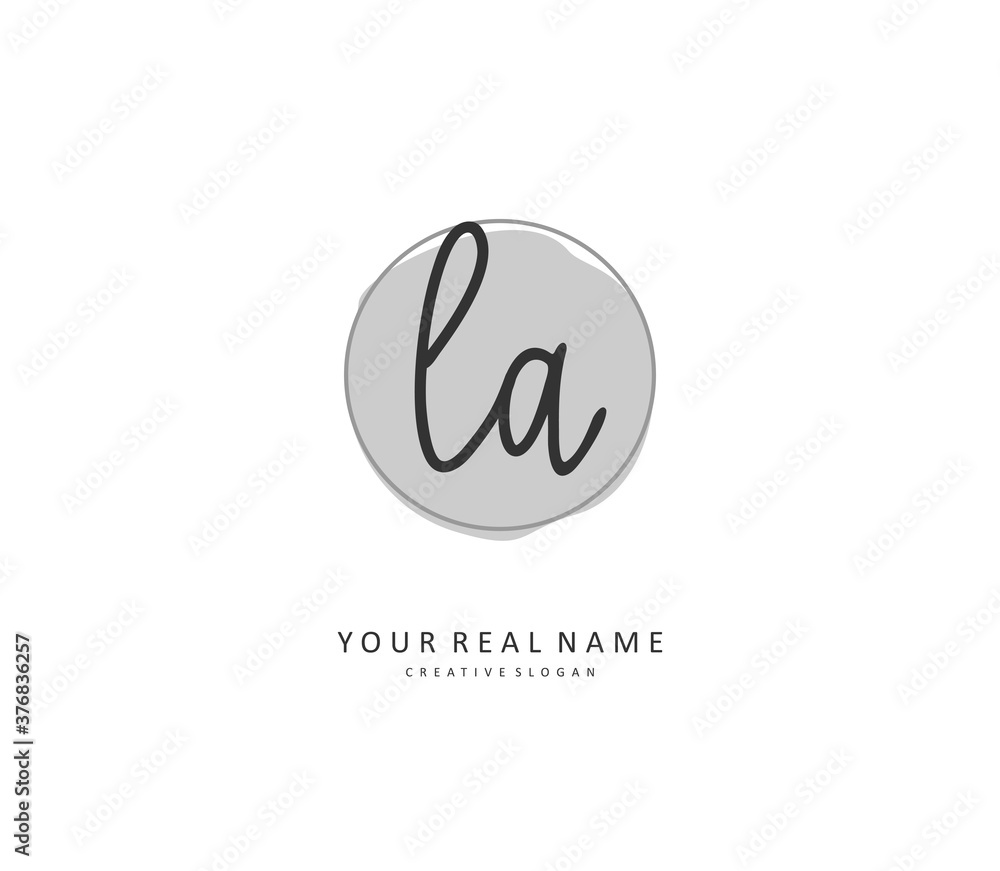 L A LA Initial letter handwriting and signature logo. A concept handwriting initial logo with template element.