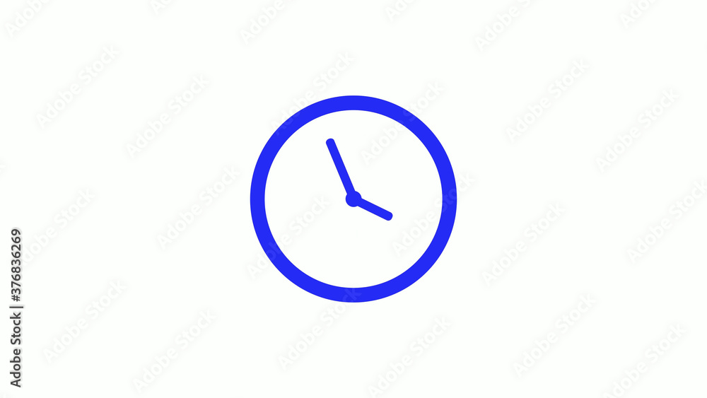 Amazing blue color counting down clock icon on white background,circle clock icon Amazing blue color counting down clock icon on white background,circle clock icon
