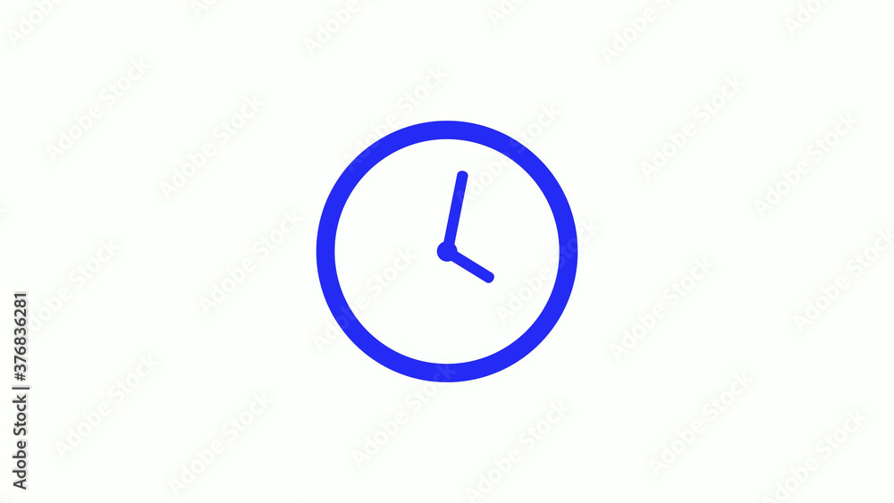 Amazing blue color counting down clock icon on white background,circle clock icon Amazing blue color counting down clock icon on white background,circle clock icon