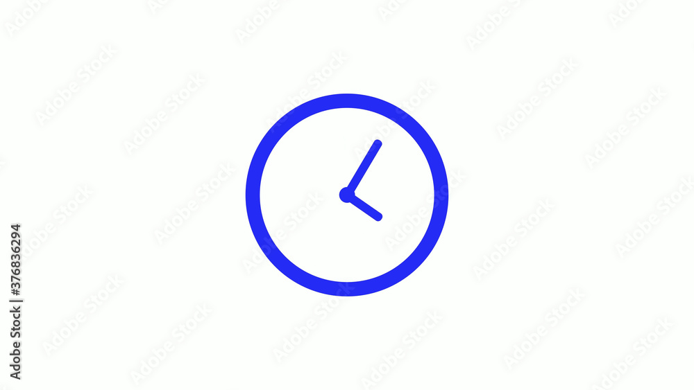 Amazing blue color counting down clock icon on white background,circle clock icon Amazing blue color counting down clock icon on white background,circle clock icon