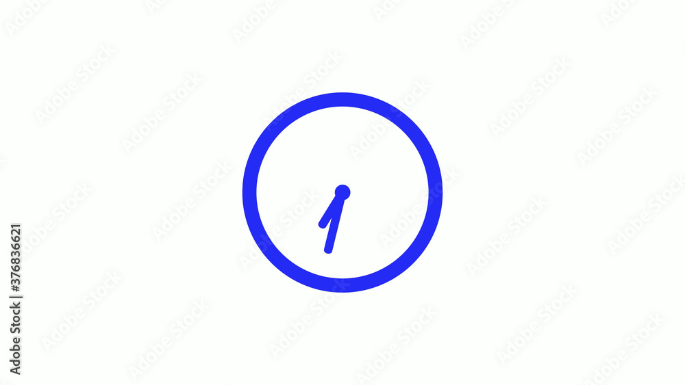 Amazing blue color counting down clock icon on white background,circle clock icon Amazing blue color counting down clock icon on white background,circle clock icon