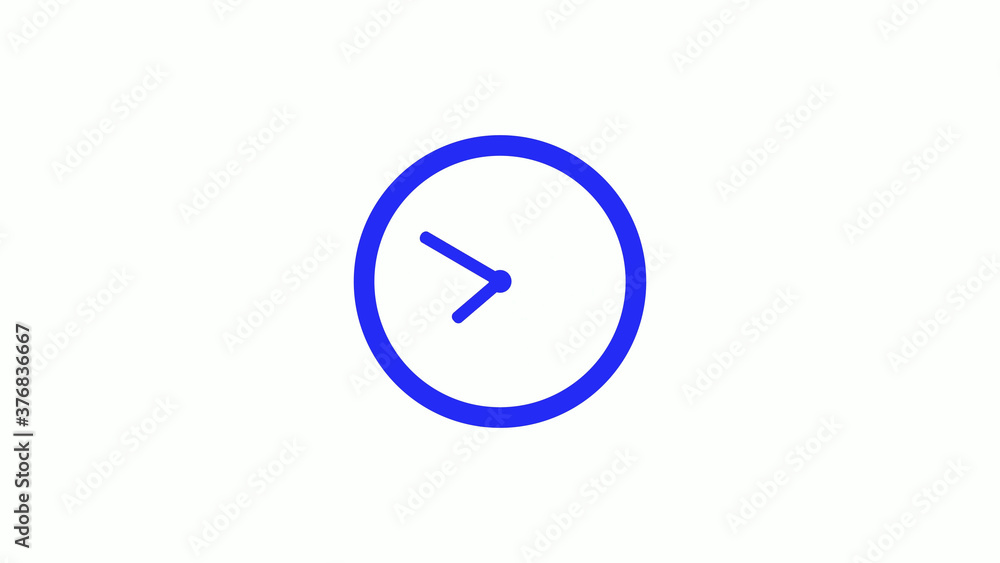 Amazing blue color counting down clock icon on white background,circle clock icon Amazing blue color counting down clock icon on white background,circle clock icon