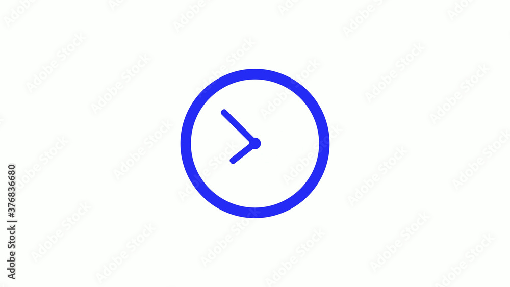 Amazing blue color counting down clock icon on white background,circle clock icon Amazing blue color counting down clock icon on white background,circle clock icon