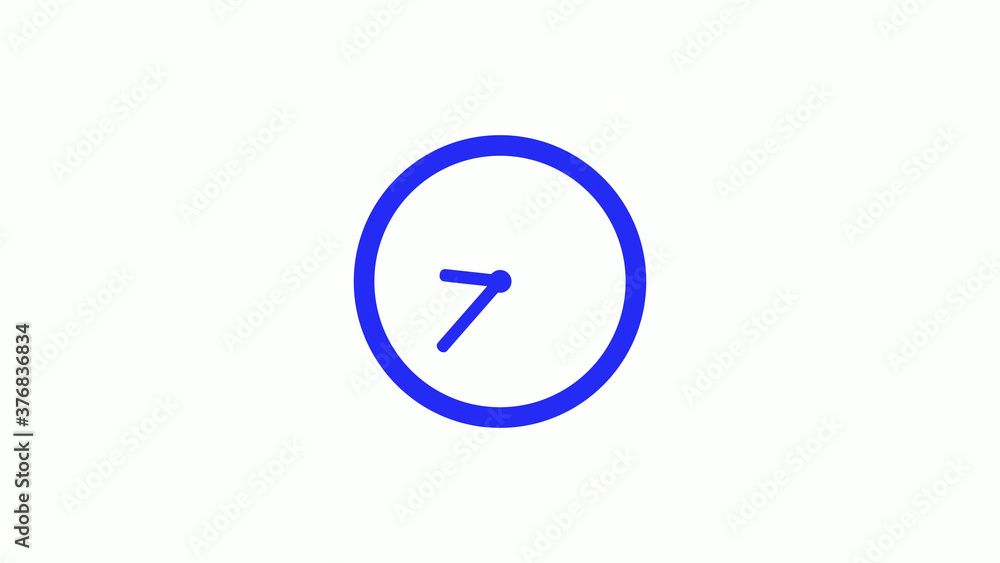 Amazing blue color counting down clock icon on white background,circle clock icon Amazing blue color counting down clock icon on white background,circle clock icon