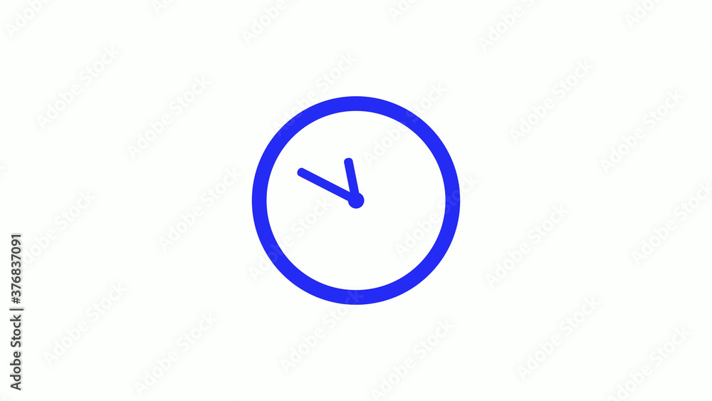 Amazing blue color counting down clock icon on white background,circle clock icon Amazing blue color counting down clock icon on white background,circle clock icon
